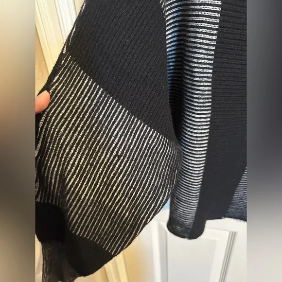 Philosophy Striped Ribbed Boatneck Dolman Sleeve Boxy Sweater, Black & White, M - Picture 6 of 6